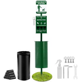 Dog Waste Station with Hand Wash Bottle, Commercial Dog Poop Station, 11.5 Gallons Pet Waste Bin with 50 Can Liners, Bag Dispenser & 600 Waste Ba