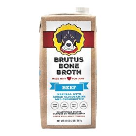 Brutus Bone Broth for Dogs – 32oz Beef Flavor | Human-Grade Dog Food Topper with Glucosamine, Chondroitin & Turmeric