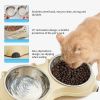 Anti slip base double cat food bowl, white stainless steel food and water bowl, easy to clean and detachable design, cat and dog pet feeder