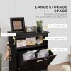 Pet Feeder Station Storage Cabinet, Dog Food Storage Container with Dog Raised Bowls, Watering Supplies, Black